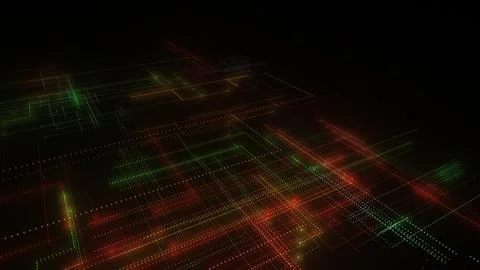 3D rendering of a digital neon mesh made of bright lines and dots イラスト素材