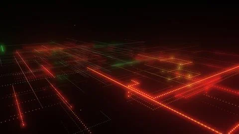 3D rendering of a digital neon mesh made of bright lines and dots 스톡 일러스트