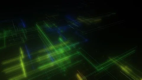 3D rendering of a digital neon mesh made of bright lines and dots 스톡 일러스트
