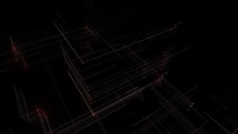 3D rendering of a digital neon mesh made of bright lines and dots イラスト素材