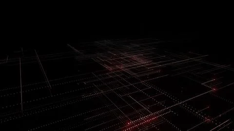 3D rendering of a digital neon mesh made of bright lines and dots Stock Illustration