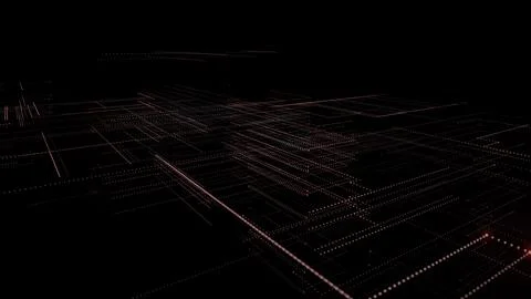 3D rendering of a digital neon mesh made of bright lines and dots Illustrazione stock