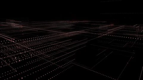 3D rendering of a digital neon mesh made of bright lines and dots Stock Illustration