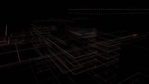 3D rendering of a digital neon mesh made of bright lines and dots 스톡 일러스트