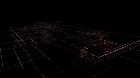 3D rendering of a digital neon mesh made of bright lines and dots Stock Illustration