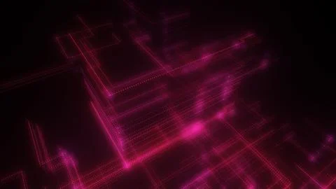 3D rendering of a digital neon mesh made of bright lines and dots 스톡 일러스트