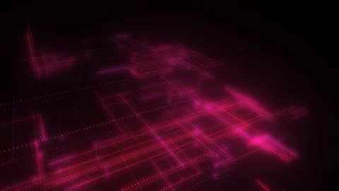 3D rendering of a digital neon mesh made of bright lines and dots 스톡 일러스트