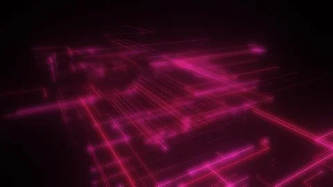 3D rendering of a digital neon mesh made of bright lines and dots Illustrazione stock