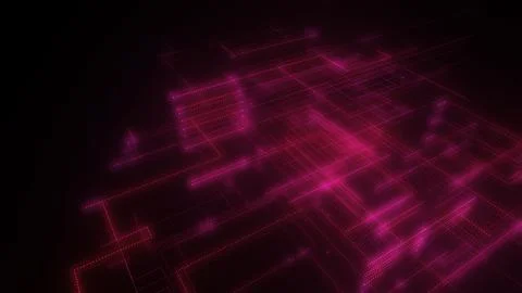 3D rendering of a digital neon mesh made of bright lines and dots Stock Illustration