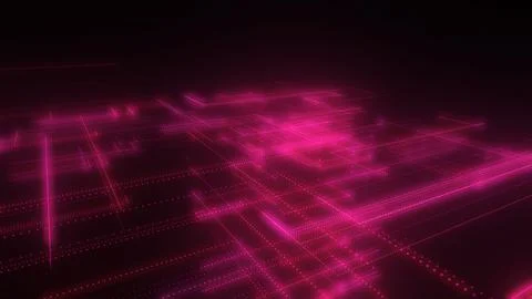 3D rendering of a digital neon mesh made of bright lines and dots Stock Illustration