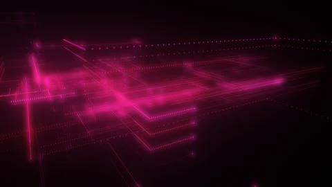 3D rendering of a digital neon mesh made of bright lines and dots Stock Illustration