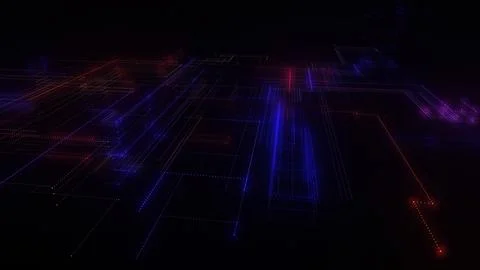 3D rendering of a digital neon mesh made of bright lines and dots イラスト素材