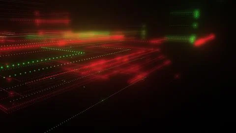 3D rendering of a digital neon mesh made of bright lines and dots 스톡 일러스트