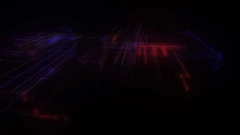3D rendering of a digital neon mesh made of bright lines and dots 스톡 일러스트