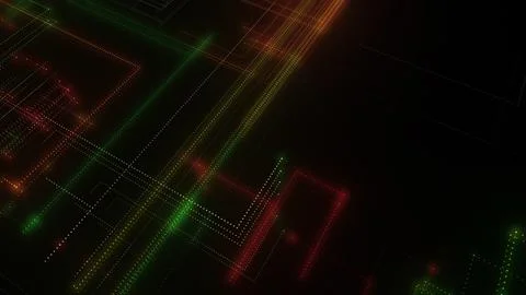 3D rendering of a digital neon mesh made of bright lines and dots 스톡 일러스트