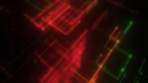 3D rendering of a digital neon mesh made of bright lines and dots Stock Illustration