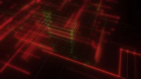 3D rendering of a digital neon mesh made of bright lines and dots 스톡 일러스트