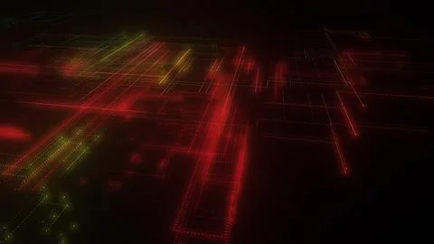 3D rendering of a digital neon mesh made of bright lines and dots Stock Illustration