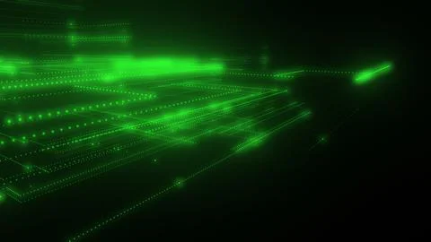 3D rendering of a digital neon mesh made of bright lines and dots Stock Illustration