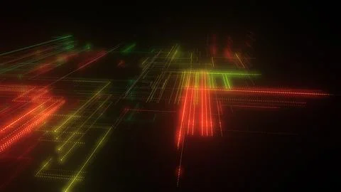 3D rendering of a digital neon mesh made of bright lines and dots 스톡 일러스트