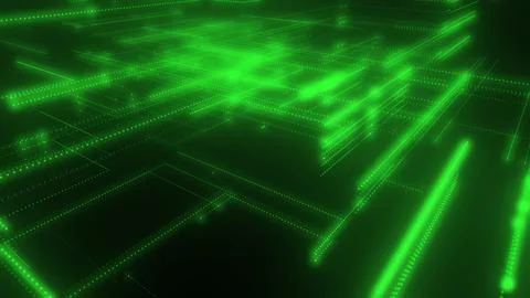 3D rendering of a digital neon mesh made of bright lines and dots Illustrazione stock