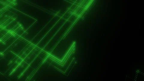 3D rendering of a digital neon mesh made of bright lines and dots Illustrazione stock