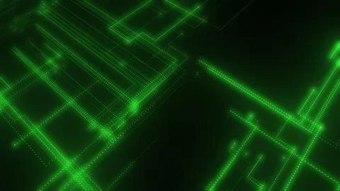 3D rendering of a digital neon mesh made of bright lines and dots Illustrazione stock