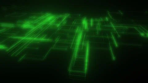 3D rendering of a digital neon mesh made of bright lines and dots Stock Illustration