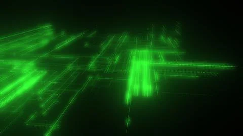 3D rendering of a digital neon mesh made of bright lines and dots Illustrazione stock