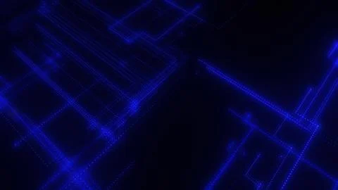 3D rendering of a digital neon mesh made of bright lines and dots Stock Illustration