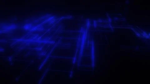 3D rendering of a digital neon mesh made of bright lines and dots Illustrazione stock