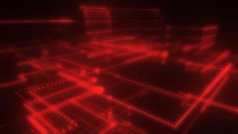 3D rendering of a digital neon mesh made of bright lines and dots Stock Illustration