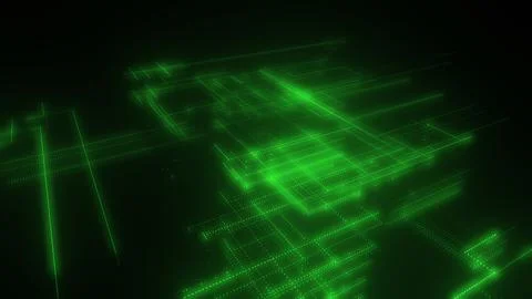 3D rendering of a digital neon mesh made of bright lines and dots Stock Illustration