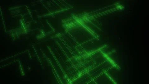3D rendering of a digital neon mesh made of bright lines and dots Stock Illustration