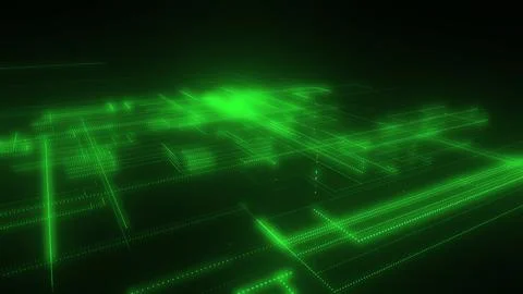 3D rendering of a digital neon mesh made of bright lines and dots Stock Illustration