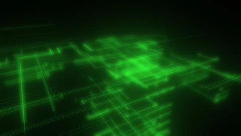 3D rendering of a digital neon mesh made of bright lines and dots Illustrazione stock