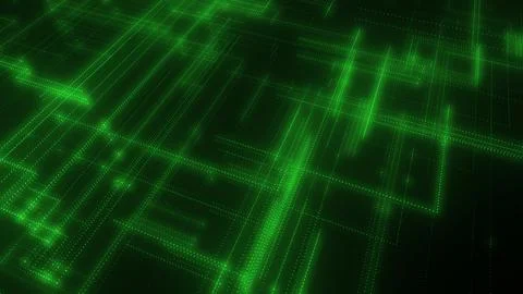 3D rendering of a digital neon mesh made of bright lines and dots Stock Illustration