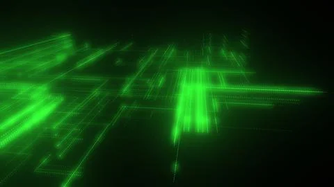 3D rendering of a digital neon mesh made of bright lines and dots Illustrazione stock