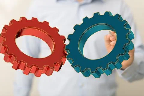 3D rendering of digital neural networks in a hand Stock Photos