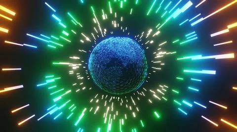 3d Rendering Digital planet. Blue glowing hexagonal mesh Illustrazione stock