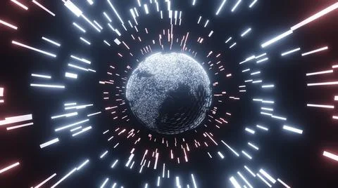 3d Rendering Digital planet. Blue glowing hexagonal mesh Illustrazione stock