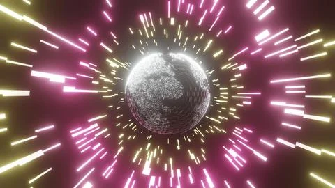 3d Rendering Digital planet. Blue glowing hexagonal mesh Illustrazione stock