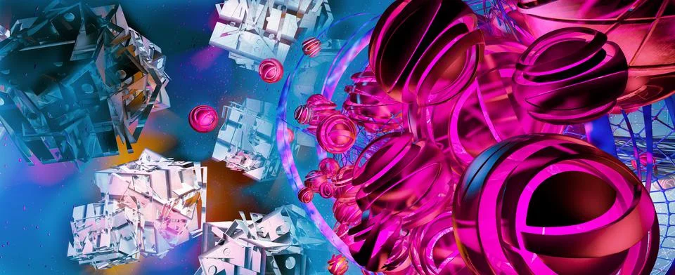 3D rendering of digital technology concept ready for banner background Stock Illustration