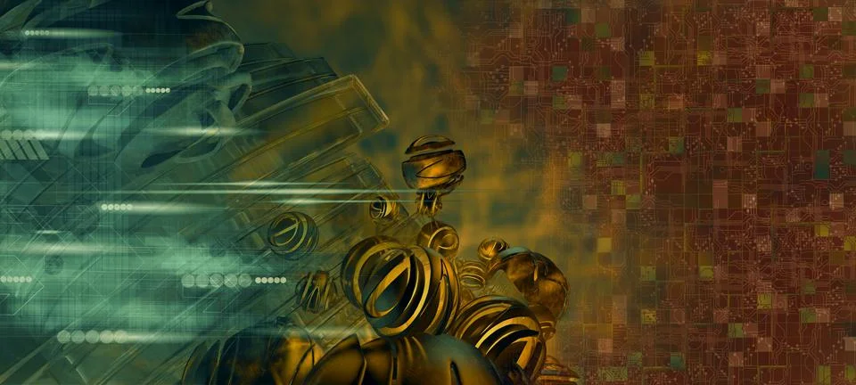 3D rendering of digital technology concept ready for banner background Illustrazione stock