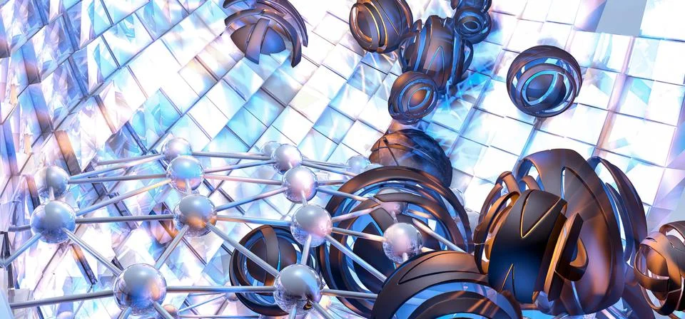 3D rendering of digital technology concept ready for banner background Illustrazione stock