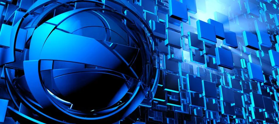 3D rendering of digital technology concept ready for banner background 스톡 일러스트