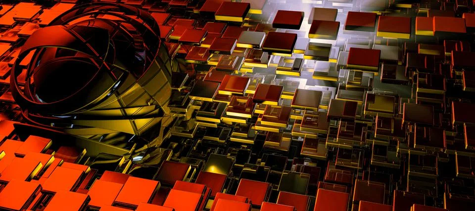 3D rendering of digital technology concept ready for banner background Stock Illustration