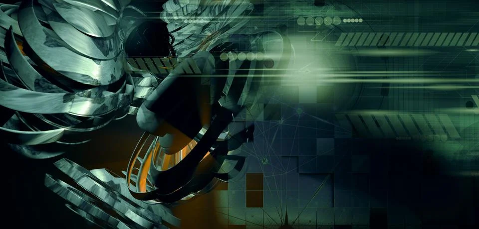 3D rendering of digital technology concept ready for banner background Stock Illustration