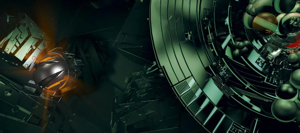 3D rendering of digital technology concept ready for banner background Illustrazione stock