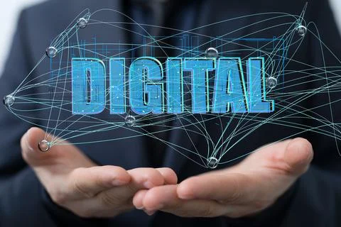 A 3D rendering of digital text and artificial intelligence concept - cyber sp Foto stock